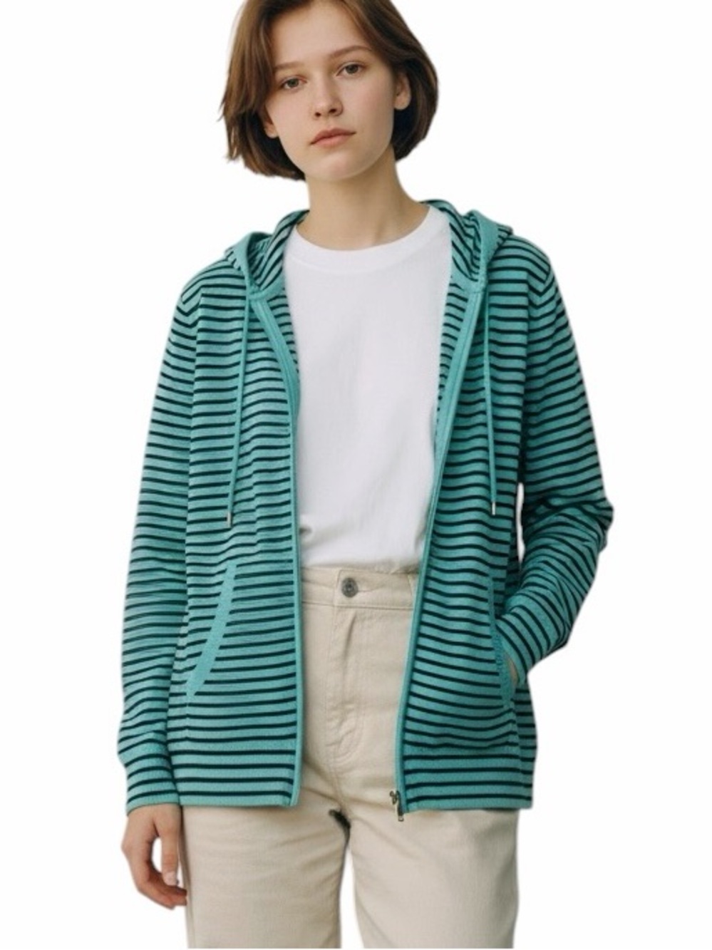 Charter Club•The Weekend Striped Full Zip Hoodie Sweater